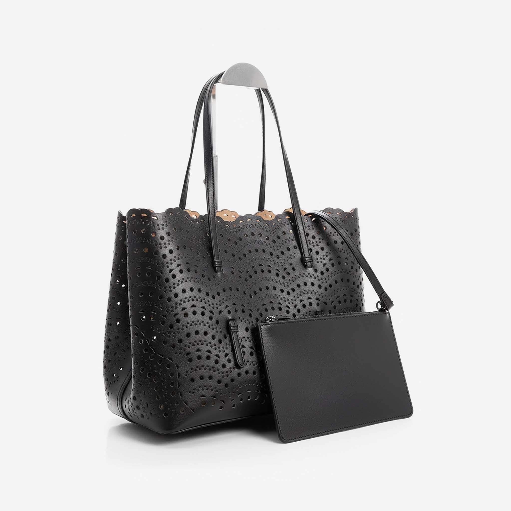 Floral Hollow Leather Shoulder Bag