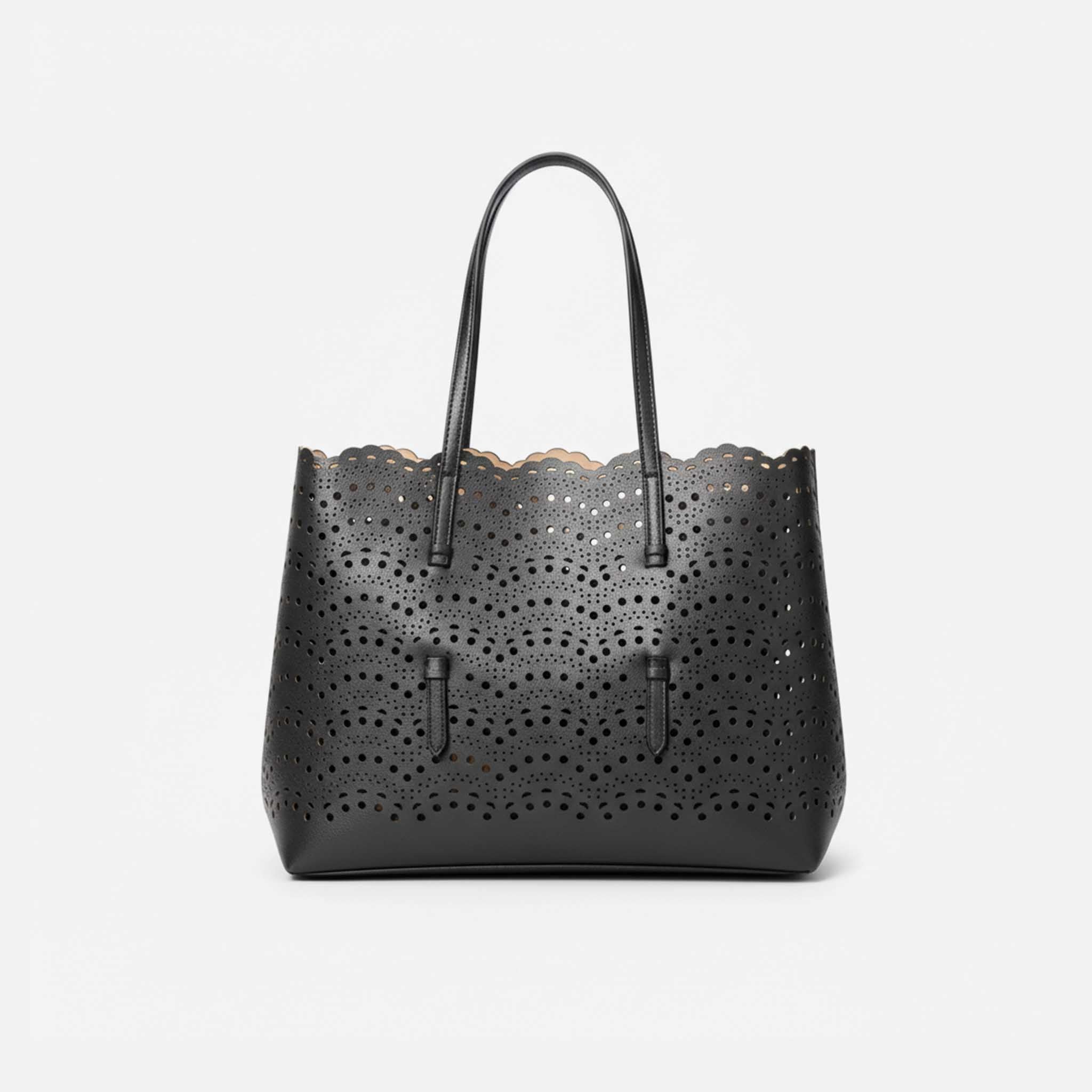 Floral Hollow Leather Shoulder Bag